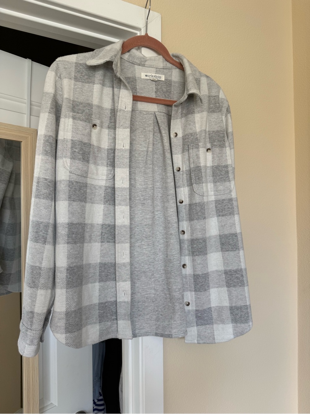Workshop Republic Clothing Gray & White Plaid Snap-Front Shirt